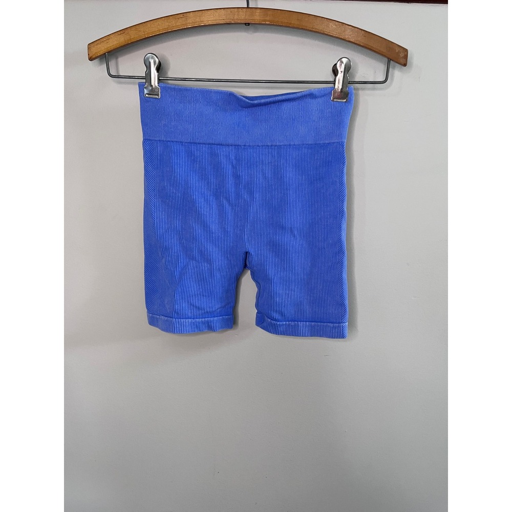 Avia Womens Ribbed Seamless Bike Shorts Blue High Waisted XS 0-2